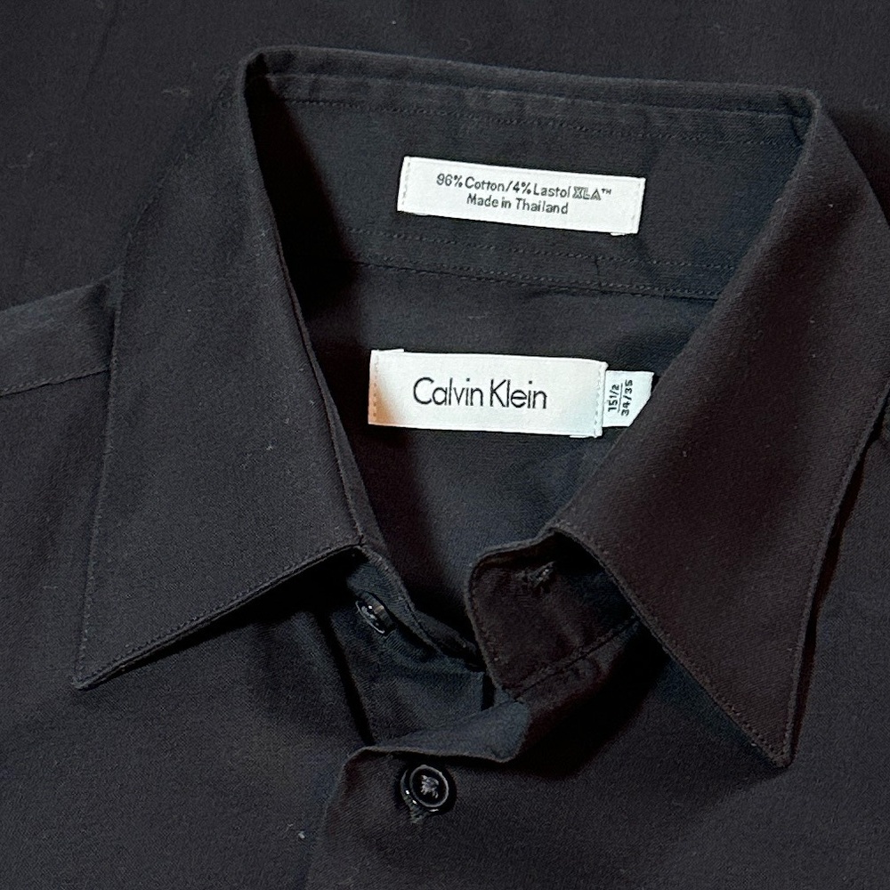 Calvin Klein Long Sleeve Black Cotton Shirt 15.5 34/35 NWT - Picture 12 of 14